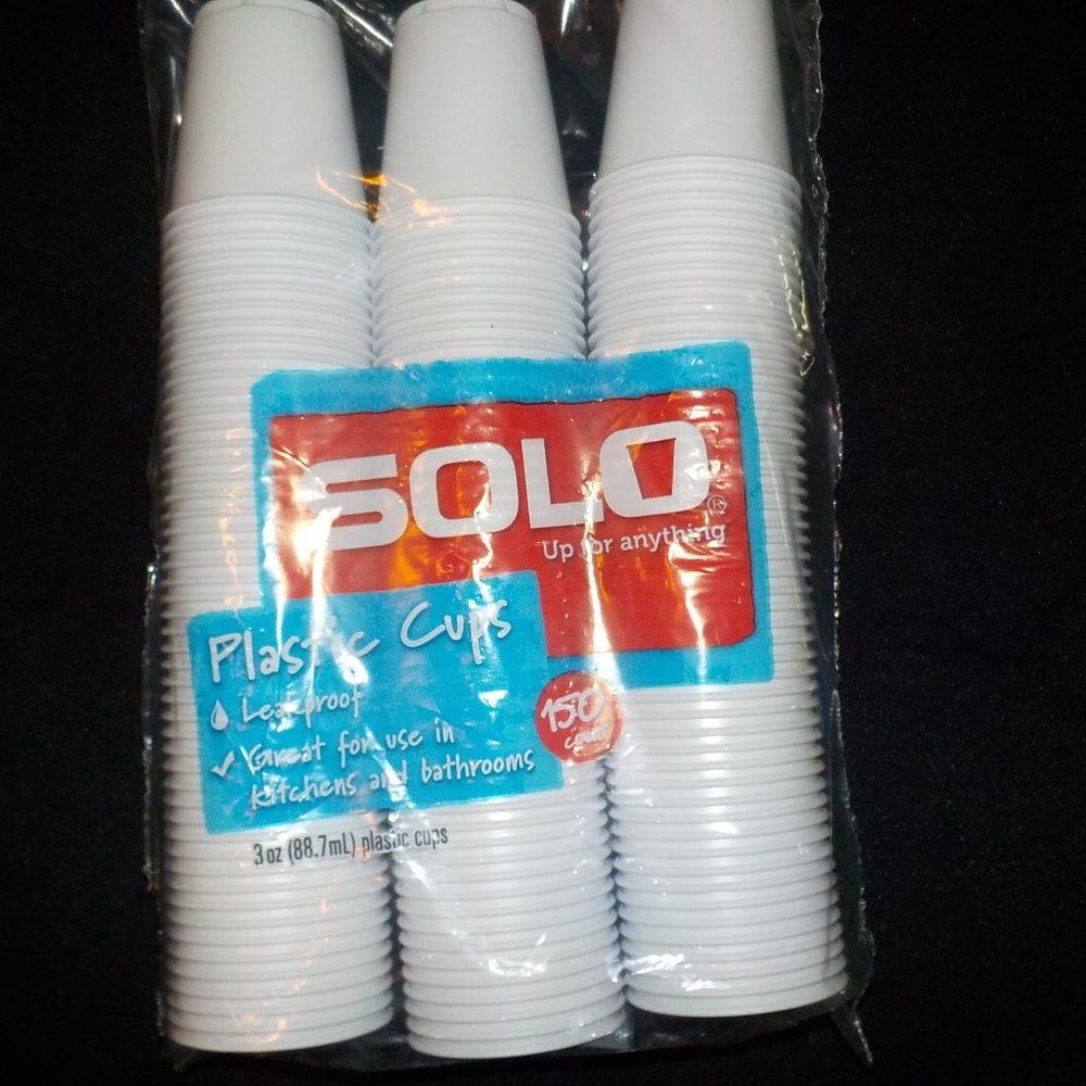 (3) 150 SOLO PLASTIC CUPS 3 OZ. LEAKPROOF GREAT FOR USE IN KITCHENS & BATHROOMS